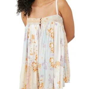 Free People Floral Mini Dress - White, Orange, Purple